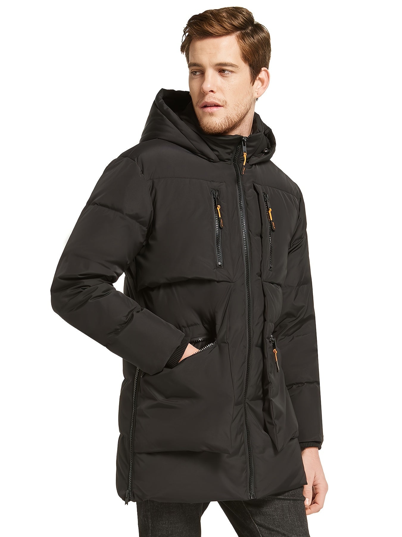 Men's Thickened Down Jacket with 6 Pockets