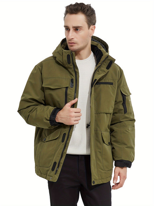 Men's Warm Parka Jacket with Detachable Hood