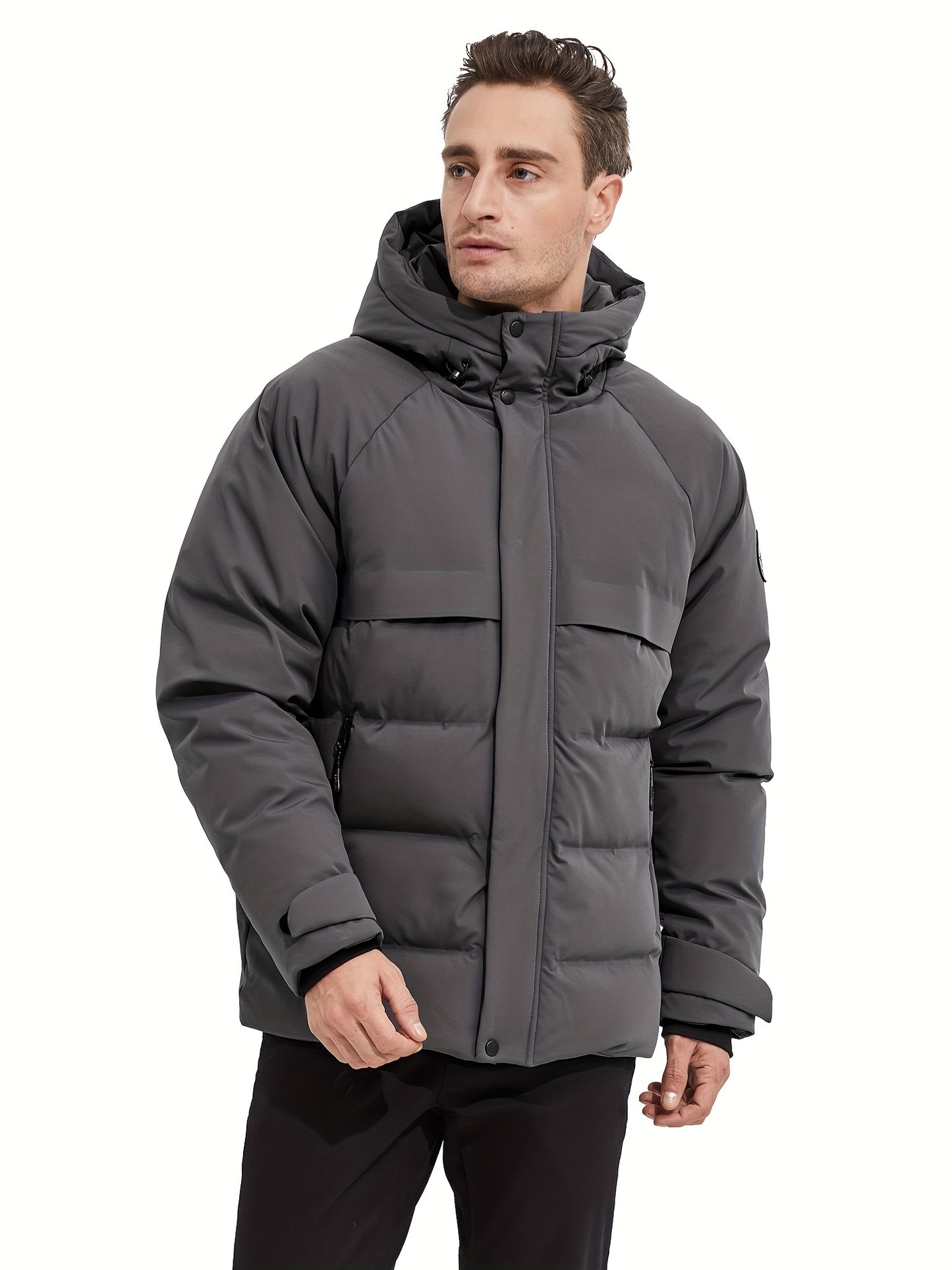 Men's Down Jacket with Adjustable Hood