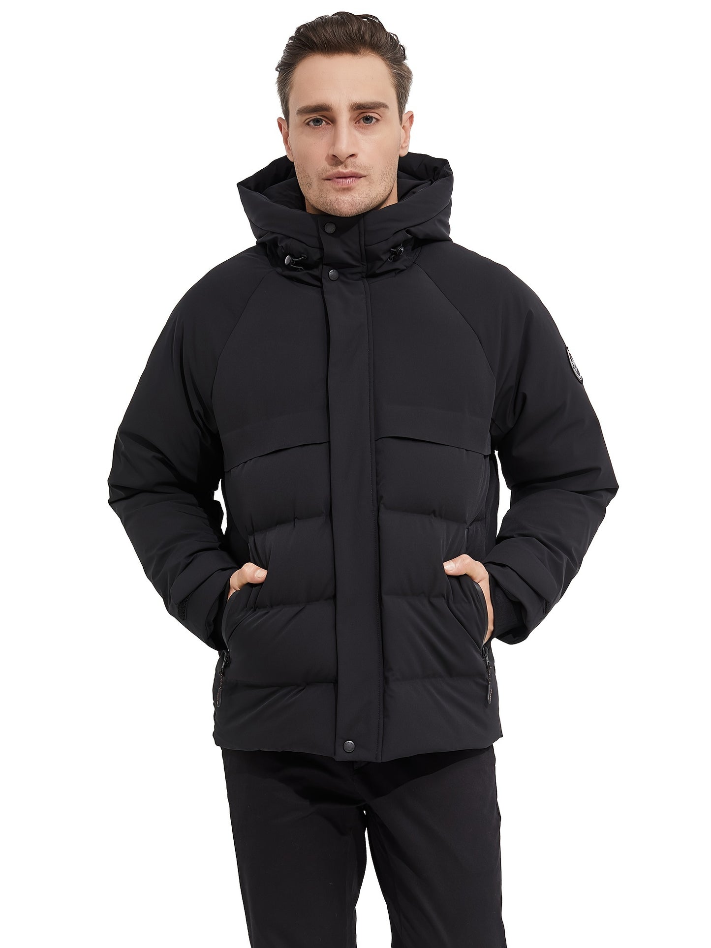 Men's Down Jacket with Adjustable Hood