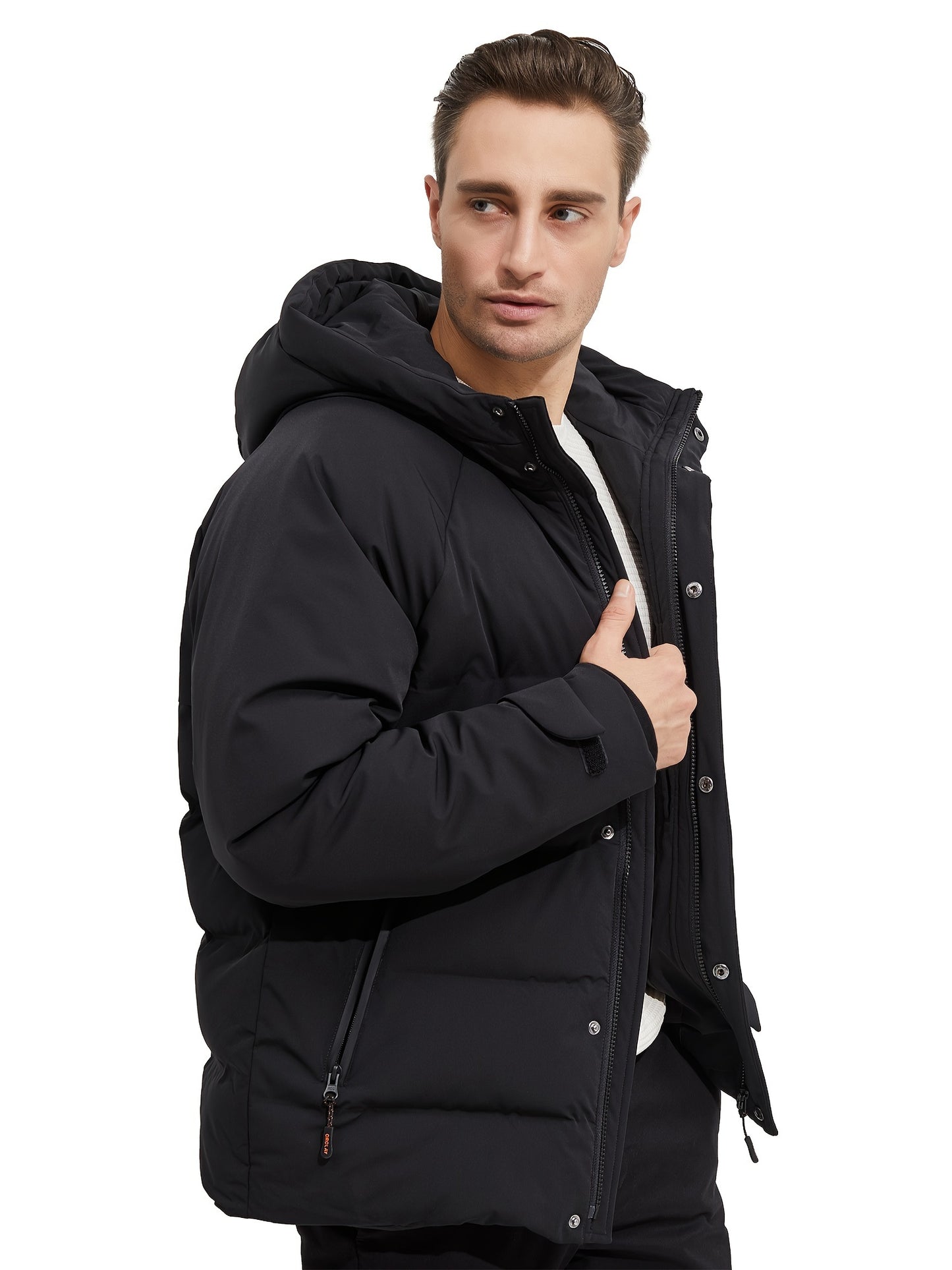 Men's Down Jacket with Adjustable Hood