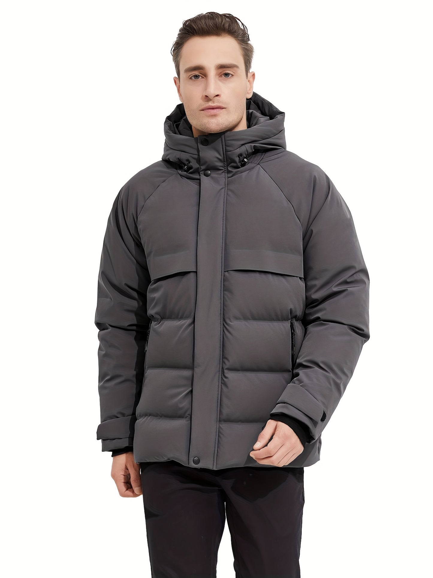 Men's Down Jacket with Adjustable Hood