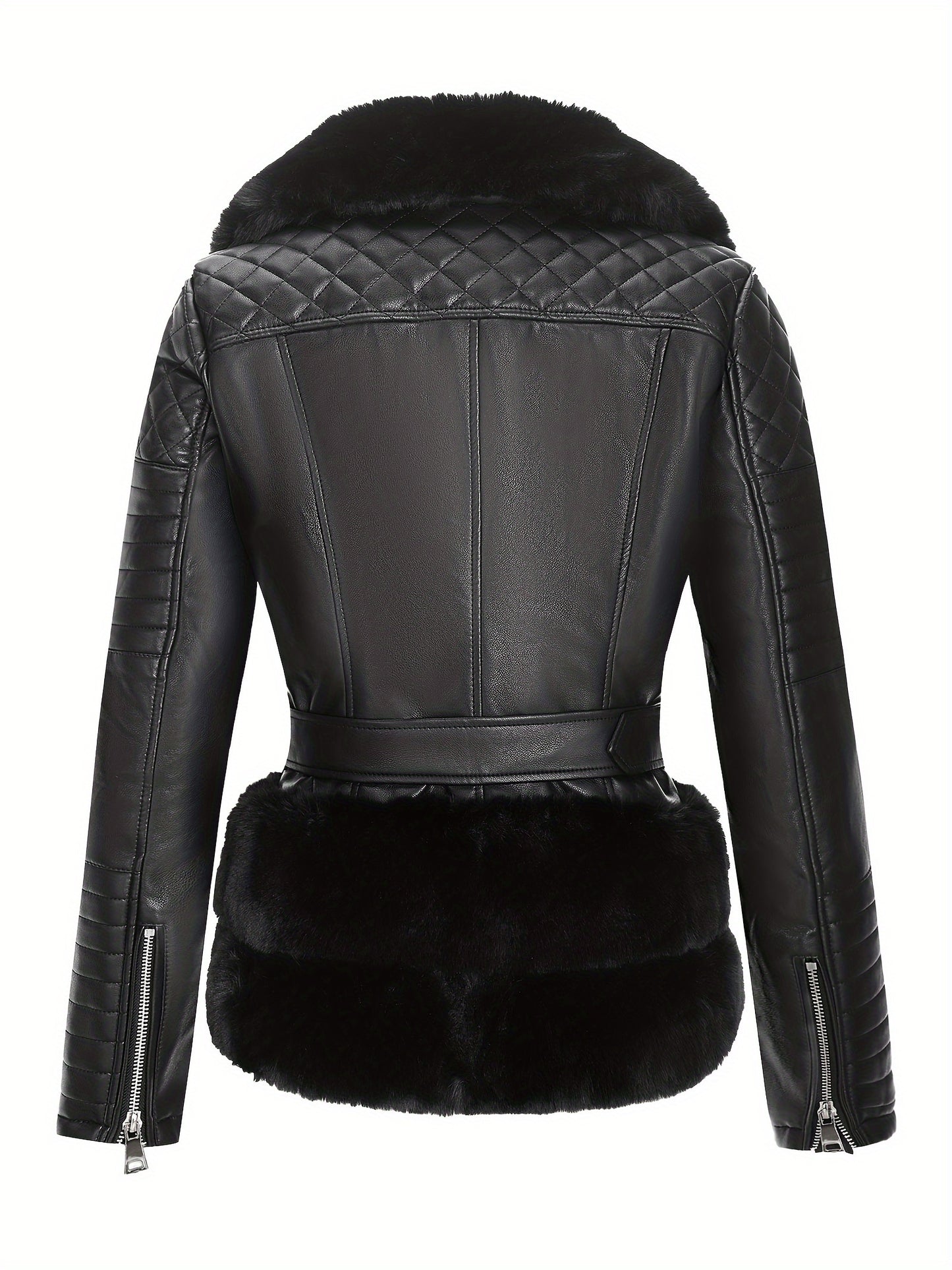 Women's Biker Jacket with Detachable Belt