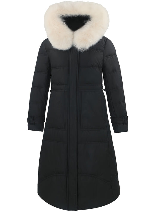 Fluffy Trim Hooded Coat