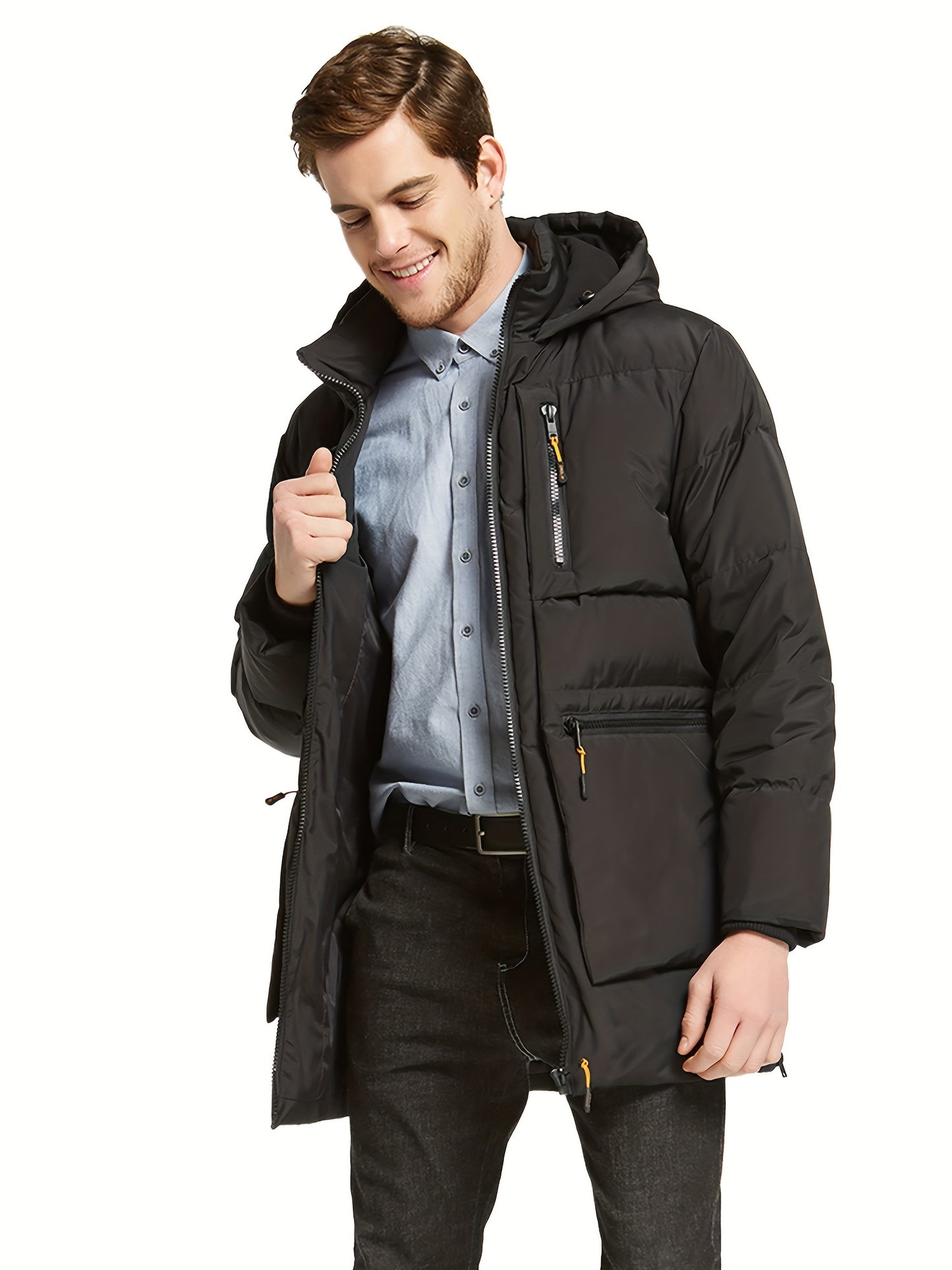 Men's Thickened Down Jacket with 6 Pockets