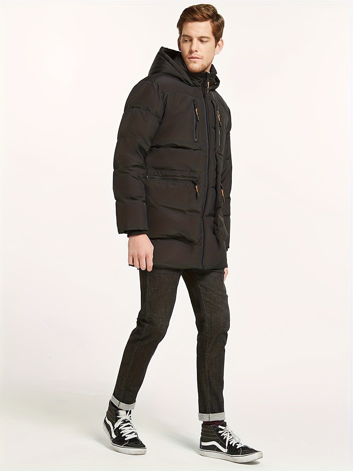 Men's Thickened Down Jacket with 6 Pockets